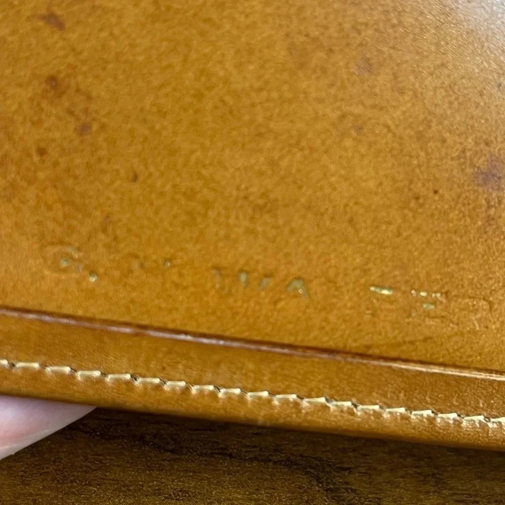 Vintage Old Travel Wallet Gold Lettering Passport Landing Card Luggage Ticket